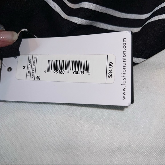 🌀 NWT striped FASHION UNION shorts romper overalls medium m med - Picture 4 of 7